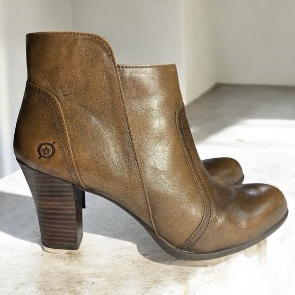 Børn Shoes - Born Claire Ankle Boots Booties Shoes Womens Size 8M Brown Leather Zip Up Comfy